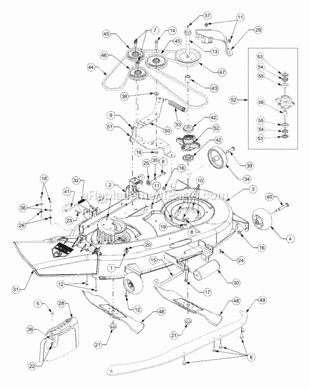 Mower Deck - 38 Inch Diagram and Parts List for 1525 13A-221F100 Cub Cadet Lawn Tractor